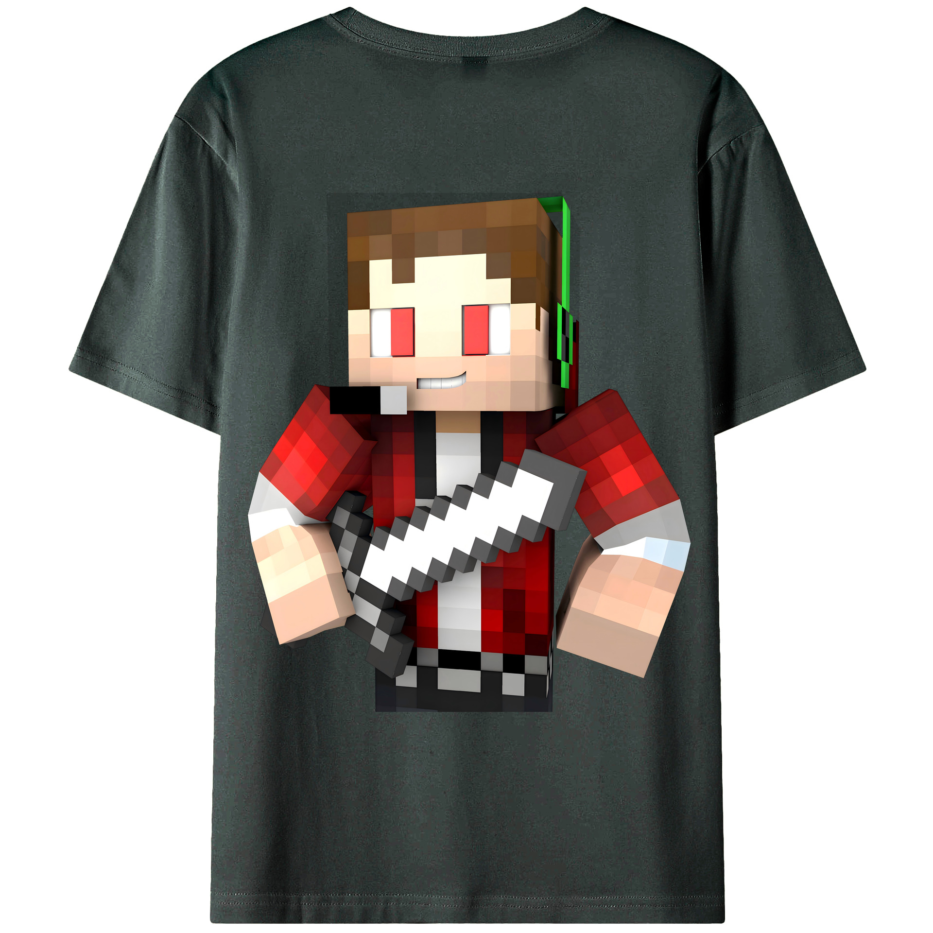 （画像用） マインクラフト ブロックの世界 Minecraft MC Block world 綿100％ メンズ半袖Tシャツ（バックプリント） 通気性